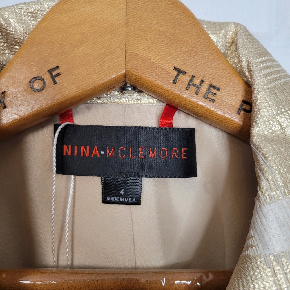 Nina Mclemore evening jacket size 4 gold silk brocade windowpane plaid 36" bust‎ - Picture 5 of 7